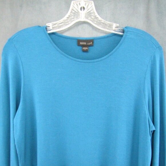 J Jill Wearever Collection Blue Long Sleeve Pleated Drop Waist Top Size S - Picture 2 of 8
